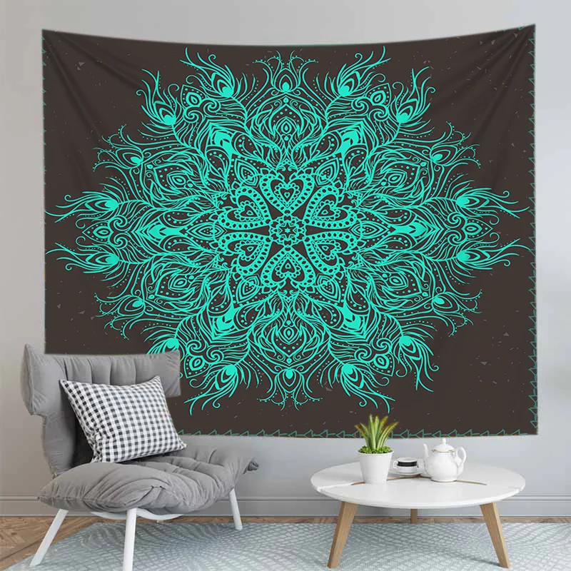 Цветной Настенный подвесной гобелен с мандалой одеяло мягкая ткань скатерть
