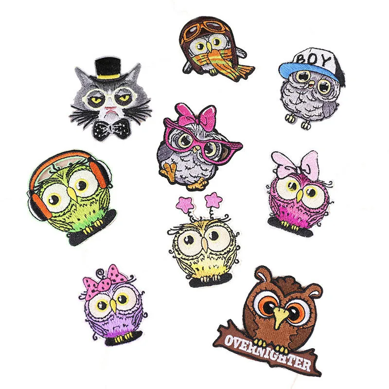 Модный 1 предмет нашивки с вышивкой совы утюжок на одежде наклейки для детской