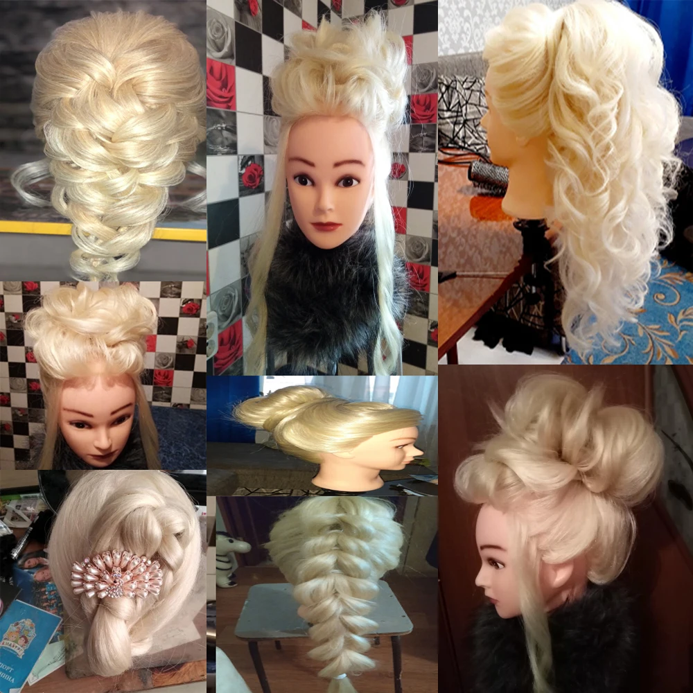 

24 inch 85% Real Hair Salon Training Mannequin Head White Professional Hairdressing Dummy Doll Heads for Hairstyles