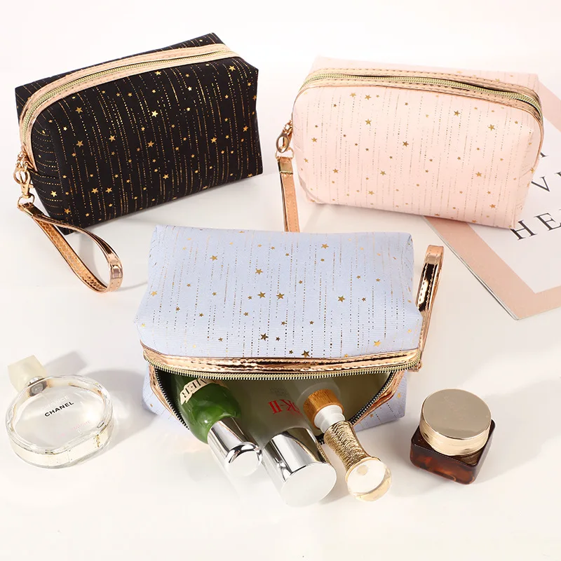 

Bronzing Star Cosmetic Bags Women Necessary Makeup Pouch Wash Female Toiletry Bag Travel Organizer Girl Beauty Case Clutch
