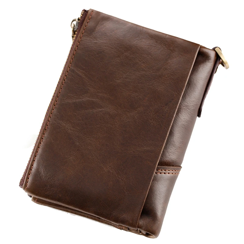 

PI UNCLE Brand Leather Rfid Zipper Wallet Men's Coin Purse Short Money Bag Multi-Card Slot Photo Small Wallet