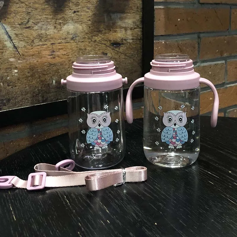 

Hot 1Pcs 420ml Baby Kids Children Cartoon Animal School Drinking Water Straw Bottle Sippy Cup With Shoulder Strap Feeding