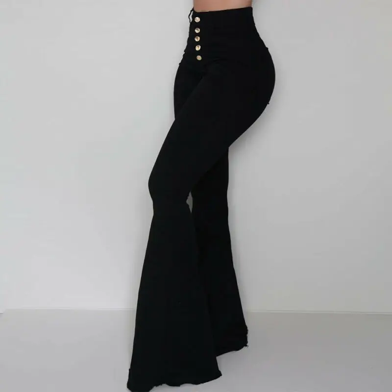 

Women Elegant Lady Work Office Flared Pants Bell-bottomed Pants High Waist Vintage Retro Solid Flared Trousers