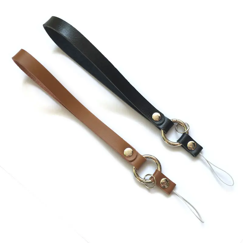 

100% Genuine Leather Metal Car Keychain Manual Weaving Retro Rope Key Chain Holder Phone Lanyard Key Ring
