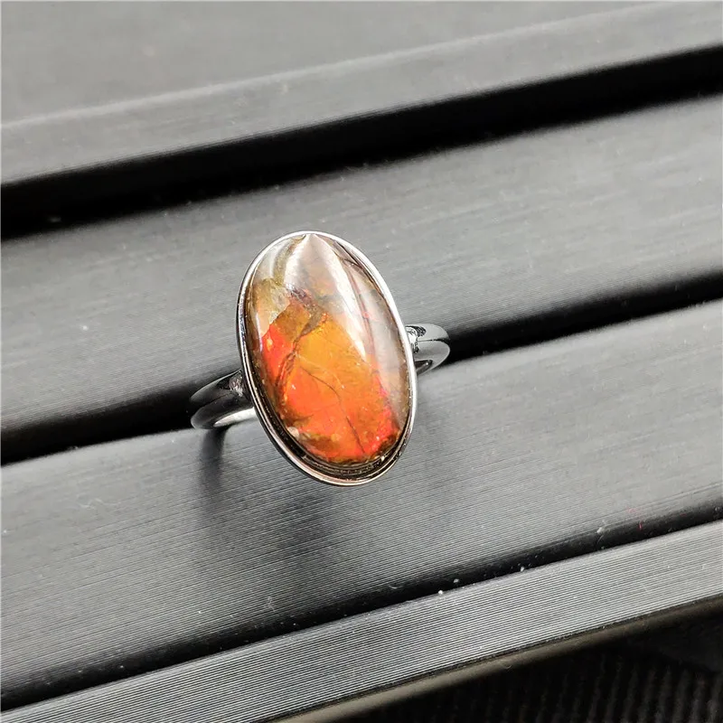 Natural Green Ammonite Ammolite Ring Men Woman Crystal Love Gift 16x12mm Beads 925 Sterling Silver Fashion Rings AAAAA | Украшения и