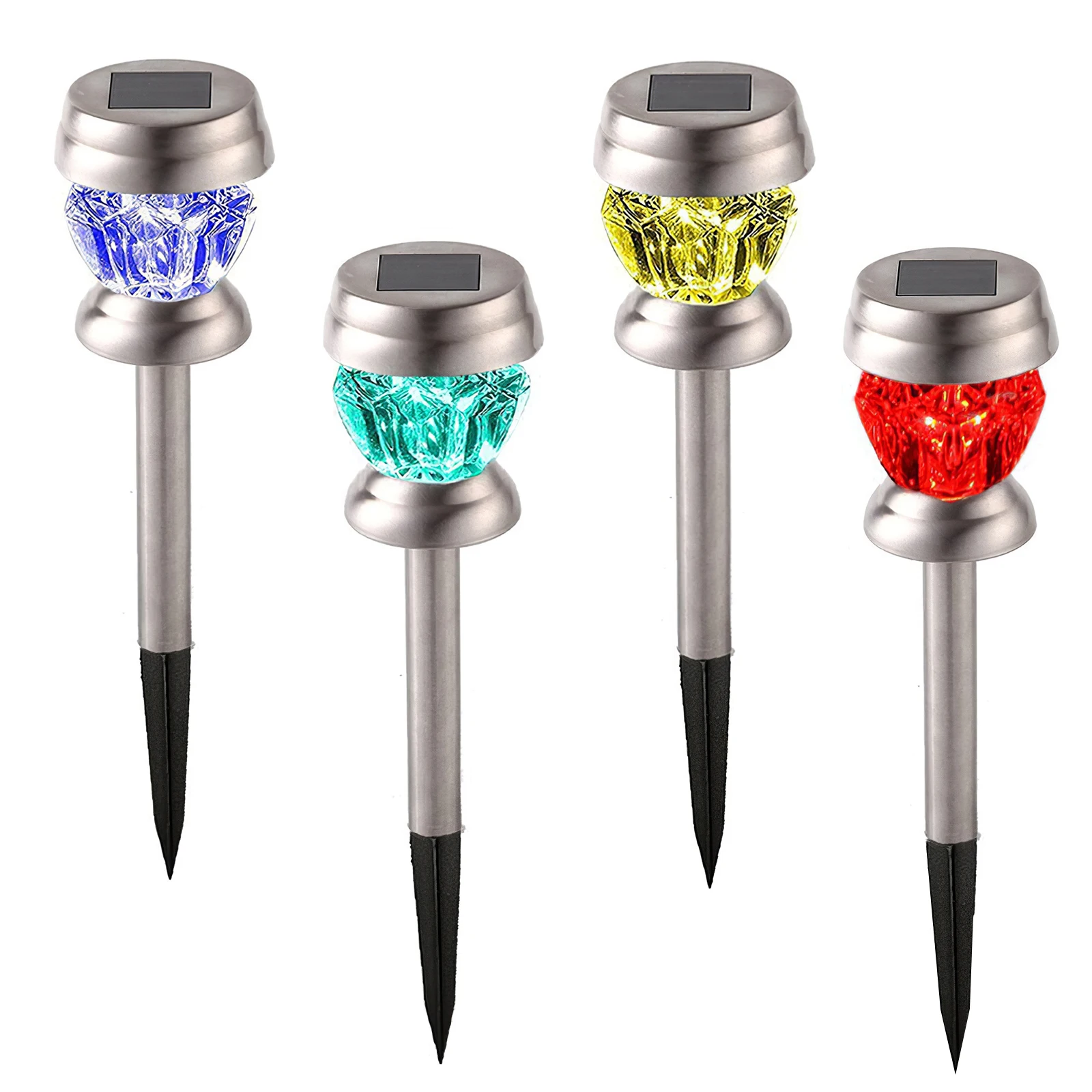 4 шт. садовый светильник на солнечной батарее в форме бриллианта уличный