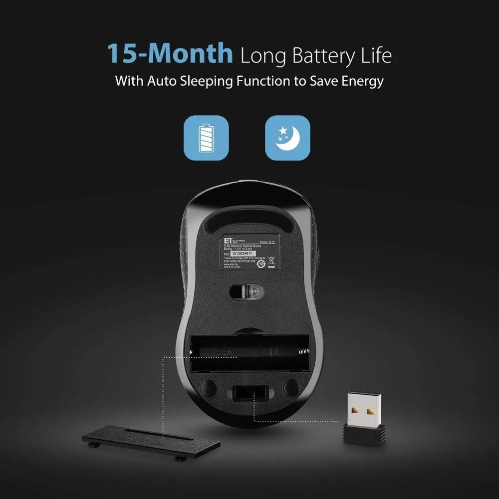 VicTsing беспроводная 2 4G USB оптическая мышь компьютерная игровая с эргономичной 2400DPI