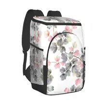 Refrigerator Bag Leaves And Flowers Art Soft Large Insulated Cooler Backpack Thermal Fridge Travel Beach Beer Bag