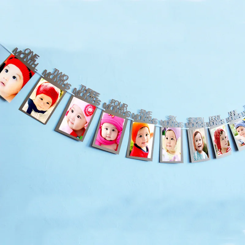 12 шт./компл. на ребенка от месяцев фото украшения флаг стены фоторамка подвесной 1