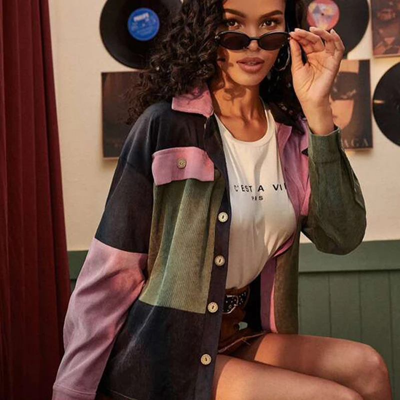 Винтажные женские зимние вельветовые рубашки весенне осенние куртки на