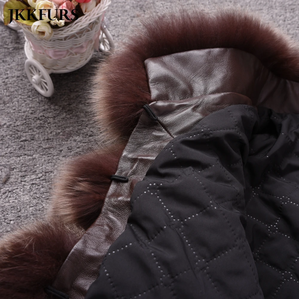 

JKKFURS 100% Ture Fox Fur Coats Women's Winter Thick Warm Jacket Real Natural Fox Fur Outerwear S7194A