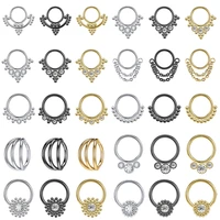 aoedej 16g black gold plated nose ring women stainless steel septum piercing ring bohemia crystal cartilage helix hoop earring