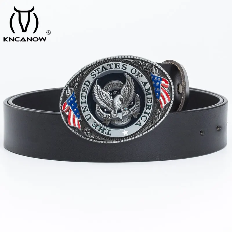 Ремень мужской из натуральной кожи роскошный пояс в стиле панк с американским