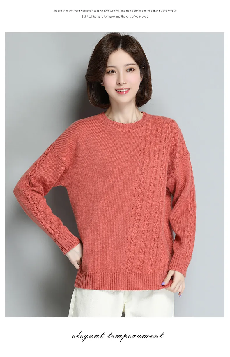 XJXKS Round neck long sleeve women sweater autumn winter new large size comfortable cashmere knitted sweater women pullover