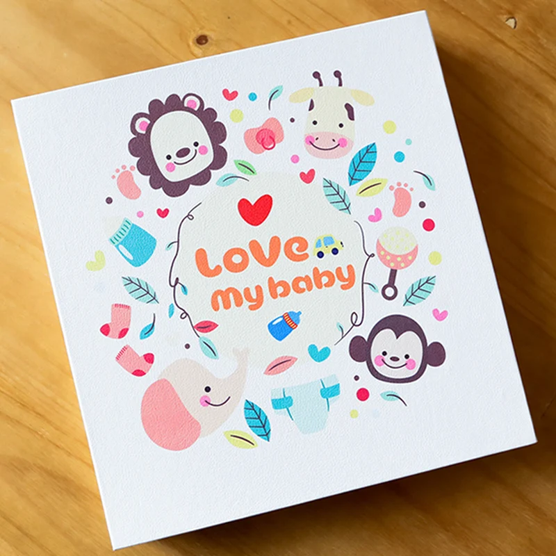 

PA31 PU digital printing cover 18 inch black sheets self adhesive manual photo album personality cartoon baby album