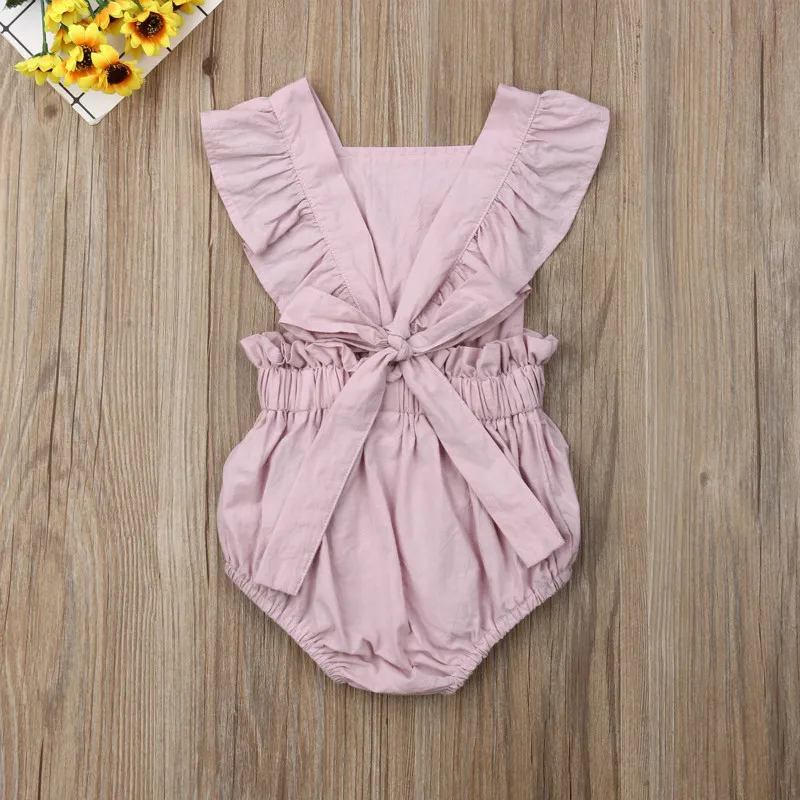 Комбинезон без спины с оборками для новорожденных и маленьких девочек Летний