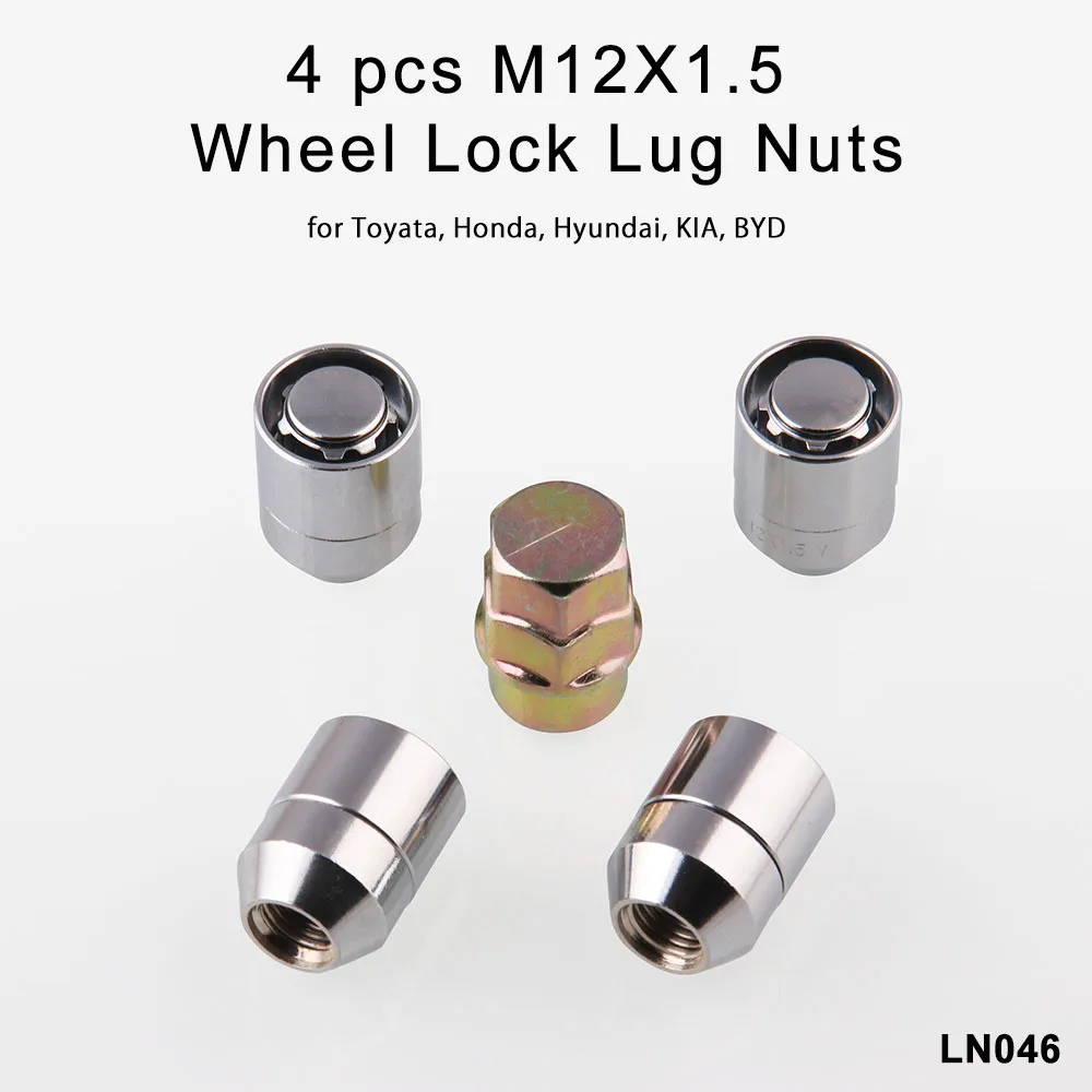 

M12x1.5 Car Anti Theft Steel Wheel Lock Lug Nuts Tyre Chrome Locking Nuts 4+1 Set For Toyota Honda Acura US