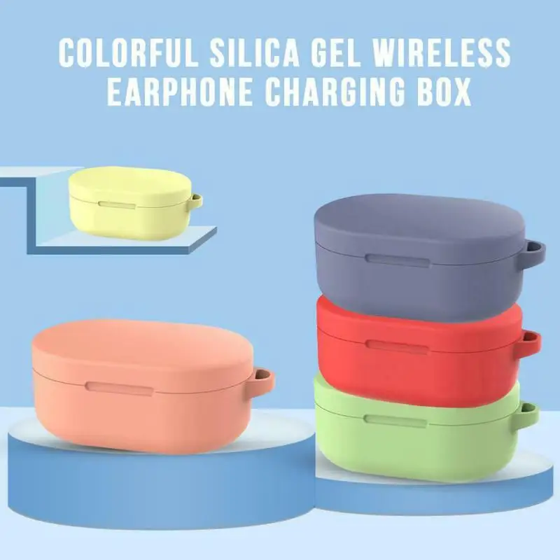

For Xiaomi Redmi Airdots Case Wireless Earbuds Basic Silicone Protect Case With Hook Silicone Case Candy colors Anti-fall