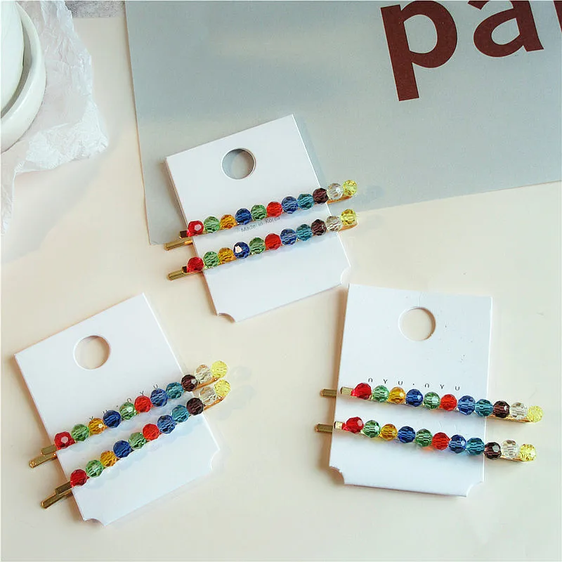 Заколка для волос девочек 2 шт./компл. в Корейском стиле с радужными хрустальными