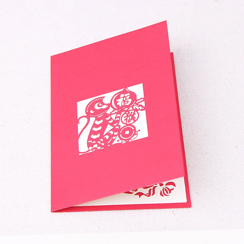 

Product's New Year greeting card handmade stereo business 2016 creative year of the monkey New Year's festival paper-cut