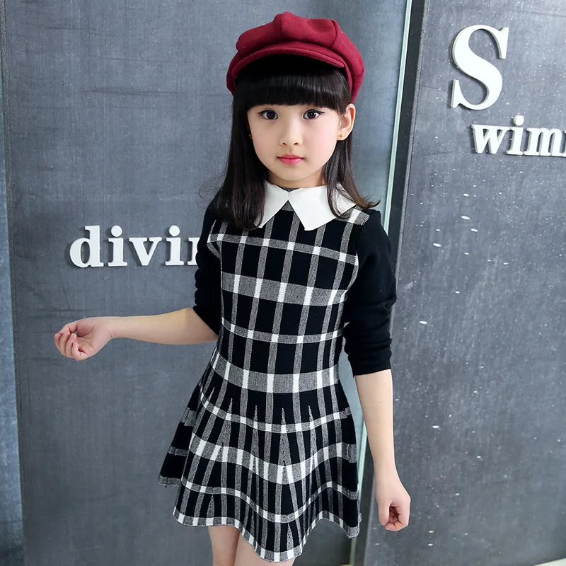 Baby Girls Dress Long Sleeve Kids Winter Dresses for Costume Princess Christmas Plaid Children Clothes |