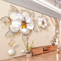 custom photo wallpaper 3d stereo jewelry pearl flower mural european style living room tv sofa background wall painting frescoes