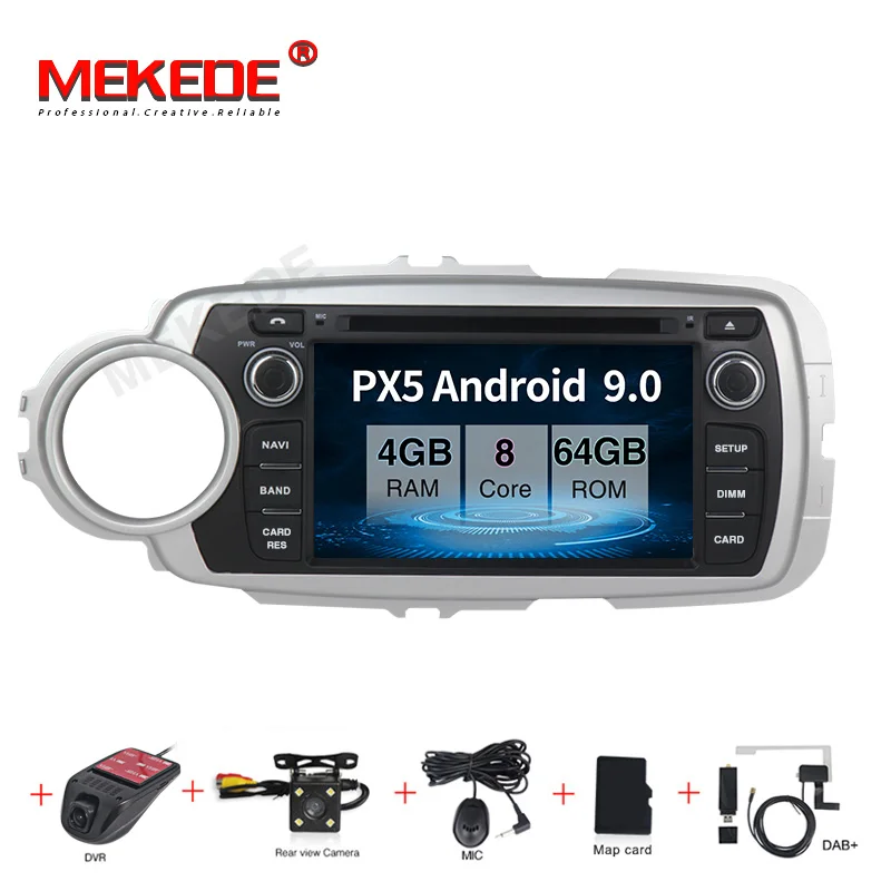 MEKEDE 4G ram 32G rom Android 9,0 автомобильное аудио-радио кассета для Toyota Yaris 2012- с gps Навигатор Радио ipod - Цвет: PX5