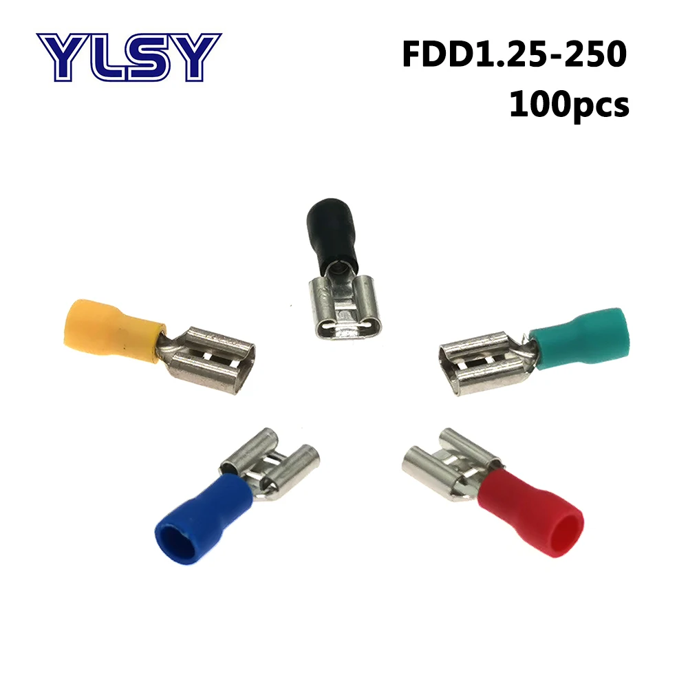 100 шт. 6 3 мм женская модель мужская ФДД/FDFD/фотоэлемент разъем 22 16AWG 0 5 1