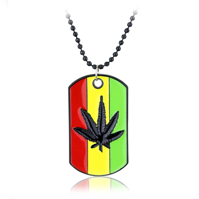 

Weed Reggae Pendants Chain Metal Necklaces Pendants Maple Leaf Pendant Jewelry Plant Leaves Necklace Gift For Men Women