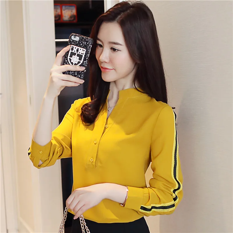 Модные женские блузки 2019 длинный рукав OL Блузка для женщин топы офисные туфли