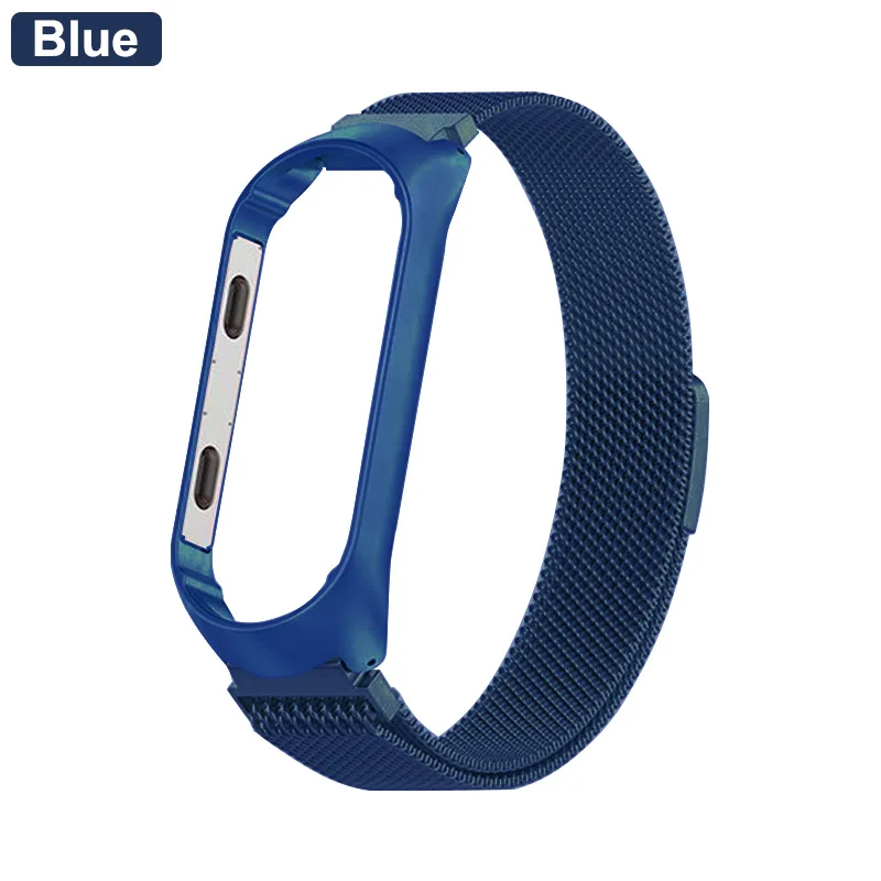 magnet blue Браслет для Mi Band 4 ремешок Miband 4/3 Металл Нержавеющая сталь Миланская Магнитная Mi Band 4 3 ремешок на руку аксессуары для ремня - Цвет: magnet blue