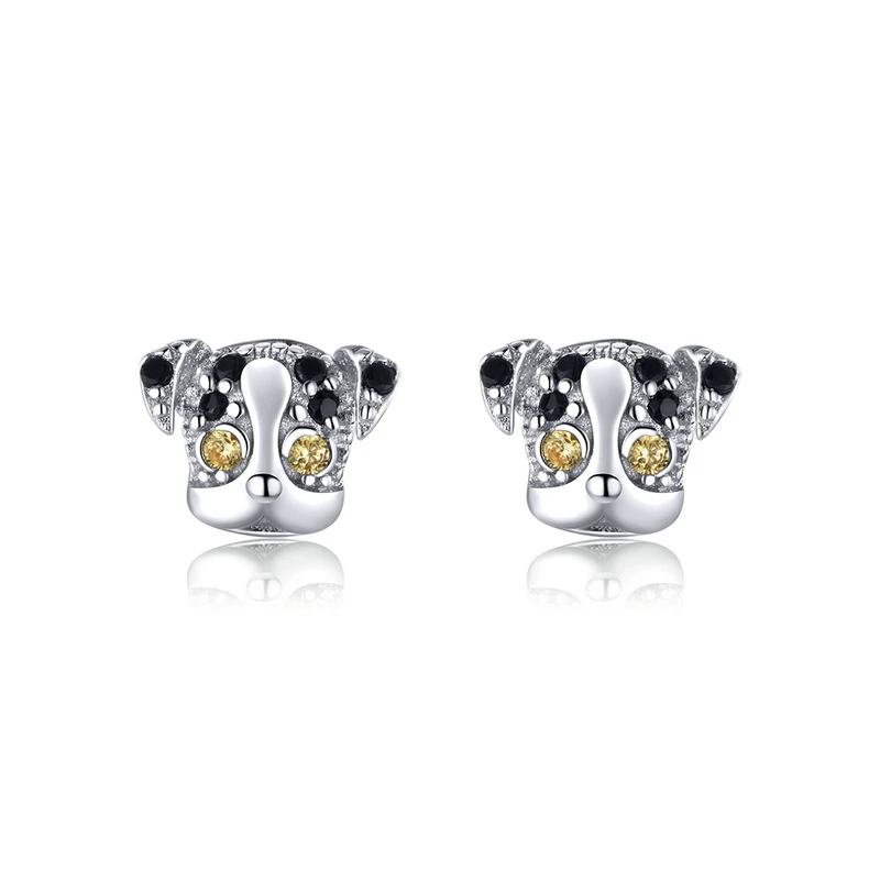 Genuine 925 Sterling Silver Big Eyes Dog Animal Stud Earrings for Women Earing with Earplugs New Mode 2020 BSE357 | Украшения и