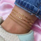 3 шт.компл. браслет на ногу с металлической цепочкой для женщин, браслет на ногу простой: золото, серебро цвета для женщин, модные летние пляжные украшения для ног