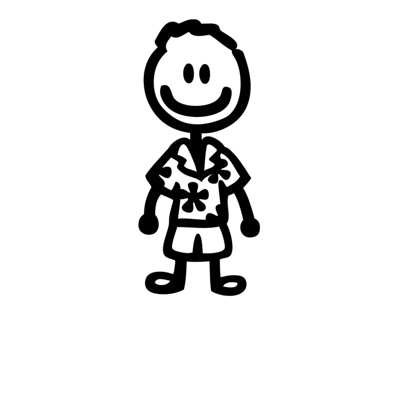 Наклейки для автомобиля в стиле моды с изображением гавайских стик-фигур, семейных мультяшных персонажей, мотоциклов, защитой от солнца и водонепроницаемым материалом из ПВХ размером 20 см * 15 см.