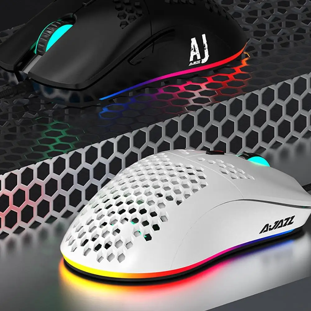 AJ390 проводной полый 6 светодиодный светильник регулируемый 16000DPI 7 клавиш игровая