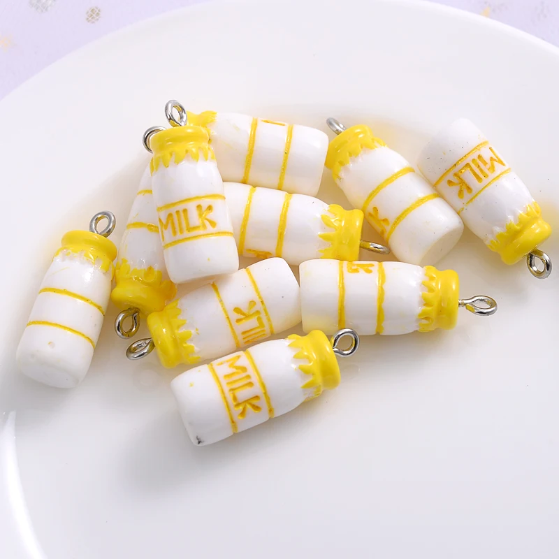 10Pcs Colorful Cute Cartoon Yogurt Milk Bottle Shape Acrylic Pendant Charms For Jewelry Making DIY Bracelet Accessories Supplies - купить по