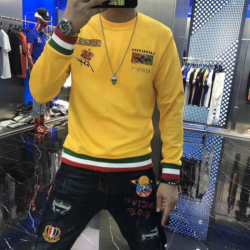 Мужская толстовка с длинным рукавом свитшот круглым вырезом и короной весна