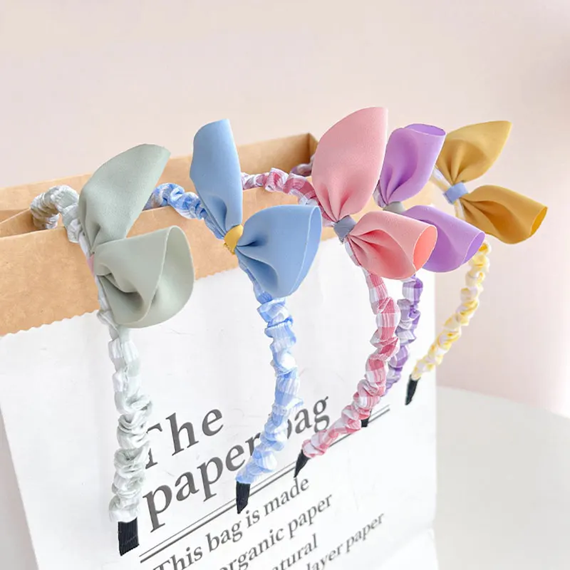 

Korean New Girls Cute Plaid Pearls Animal Ear Candy Colors Hairbands Kids Sweet Hair Decorate Headband Fashion Hair Accessories