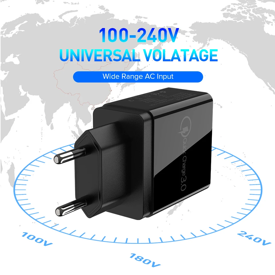 Venroii 3 USB зарядное устройство для мобильного телефона QC3.0 EU разъем для iPhone XR X Xiaomi Смартфон быстрая зарядка для huawei Быстрая зарядка