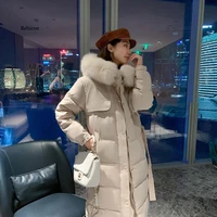 autumn winter women jackets quilted puffer parkas high quality warm lace up with bag oversize coat femme