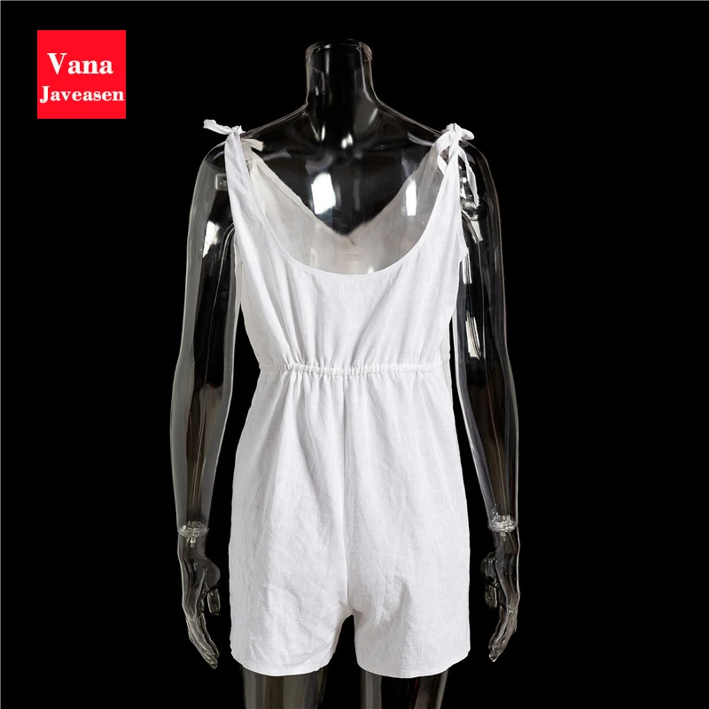 

Deep V-Neck Shoulder Lace-up Jumpsuits Women Casual Button Design Sashes Loose Bodysuits Sexy Backless Jumpsuits Streetwear