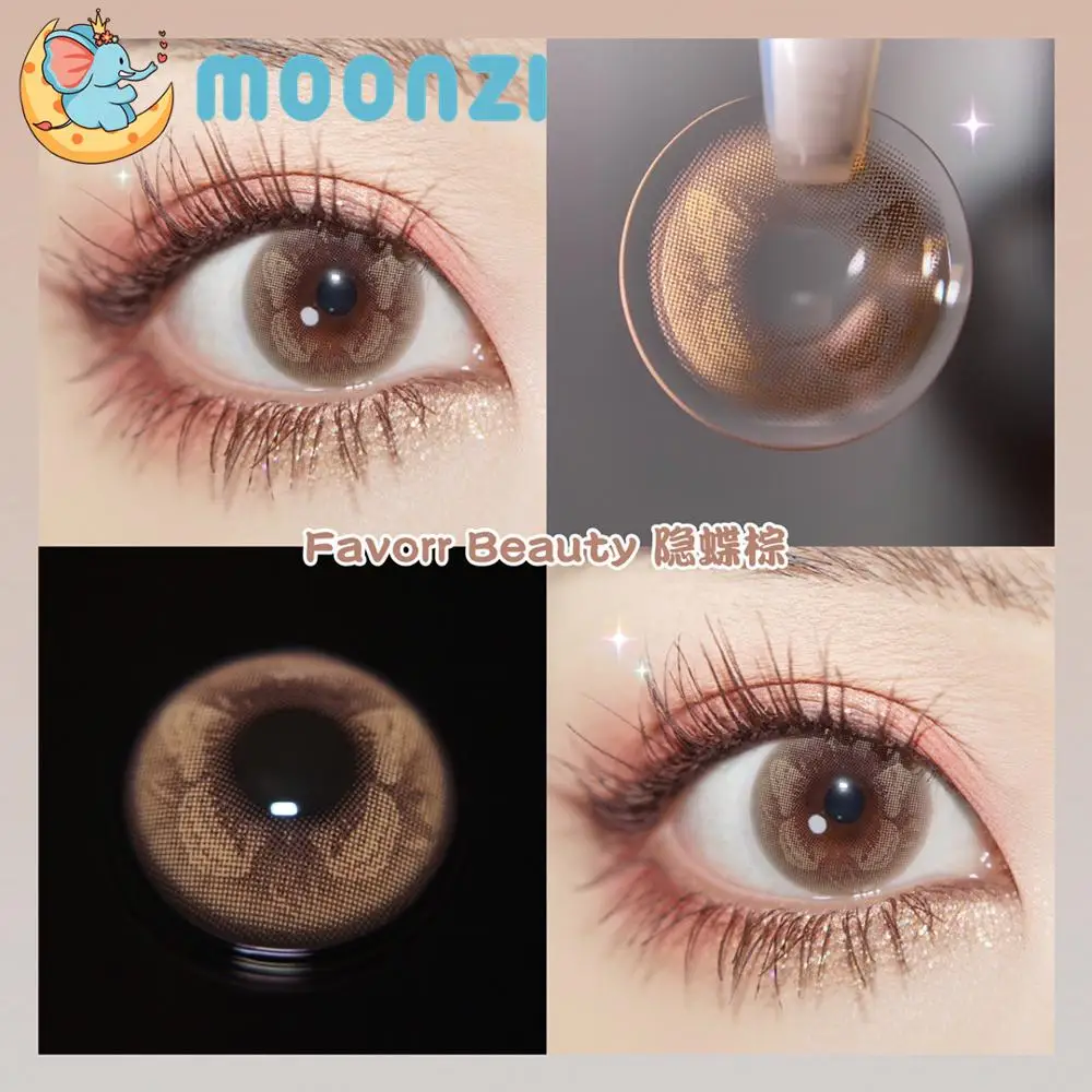 

MOONZI butterfly brown contact lens small beauty Pupil Colored Contact Lenses for Eyes yearly natural dark Myopia prescription