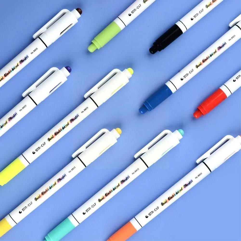 

Двусторонняя маркерная ручка на водной основе, набор из 12 цветов, цветная ручка на водной основе, граффити-маркер в стиле ретро A8W0