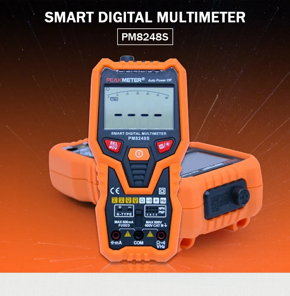 PEAKMETER DC/AC Умный полный автоматический Диапазон Цифровой мультиметр NCV Частота Температура Емкость тестер PM8247S/PM8248S