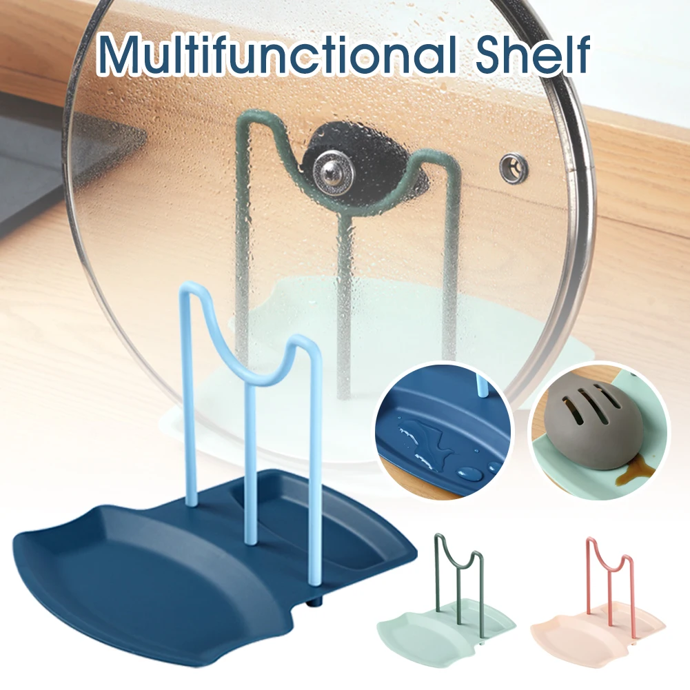 

Kitchen Organizer Pot Lid Storage Rack Shelf Spoon Rest Holder Utensil with Drip Pad Fork Spoon Spatula Holder Kitchen Supplies
