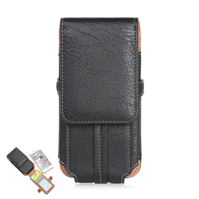 

For All Smartphone 5.5" Below phone bag 3 Colours Stone Pattern PU Leather Case Shell Hook Loop Belt Pouch With Card Slots Fram