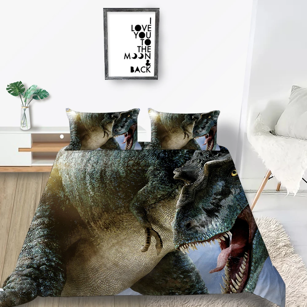 Комплект постельного белья королевского размера 3D тираннозавр модный