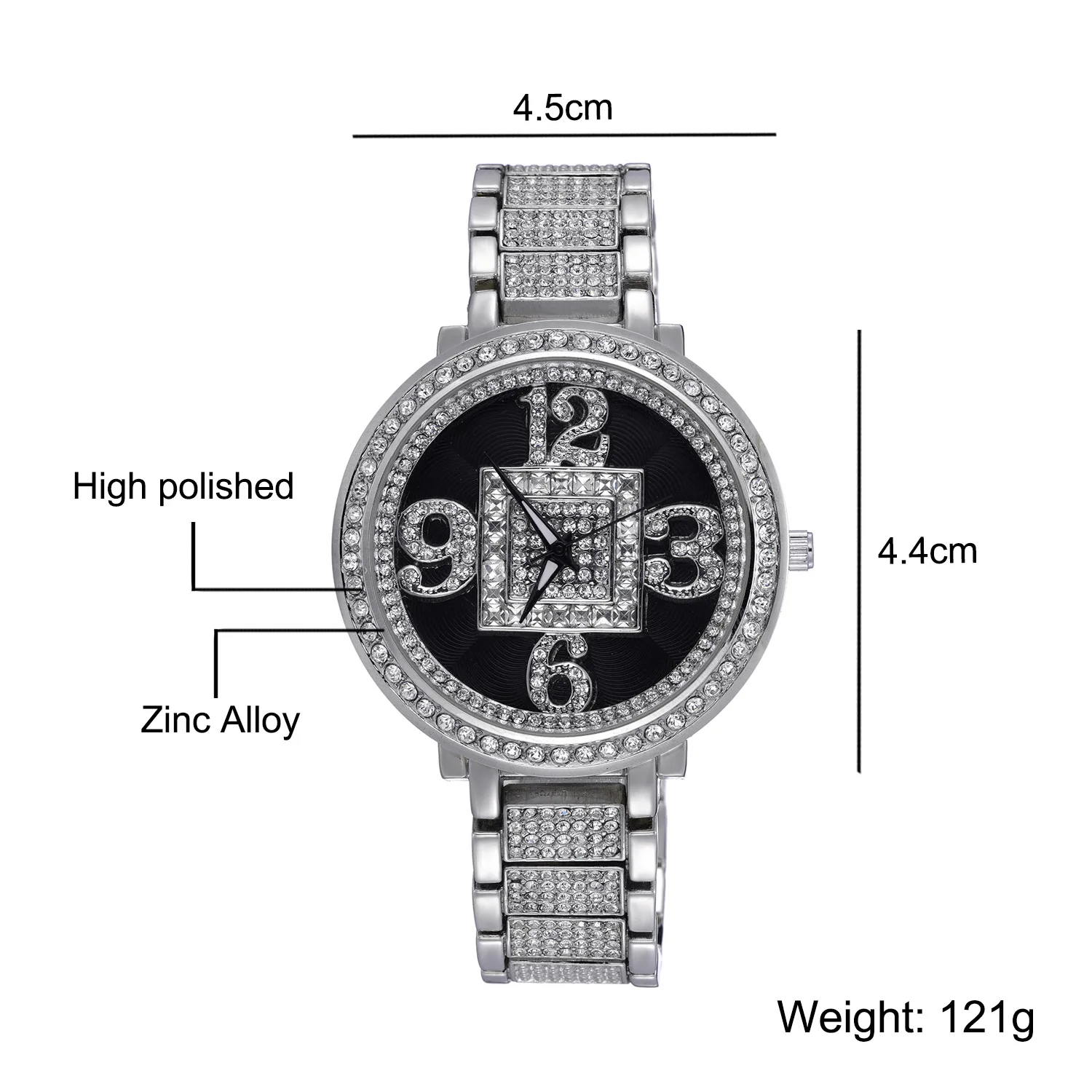 

GUCY High Quality Watches Quartz HIP HOP Watches With Micro Pave Iced Out Cubic Zirconia Stainless Steel Watches Clock For Gift