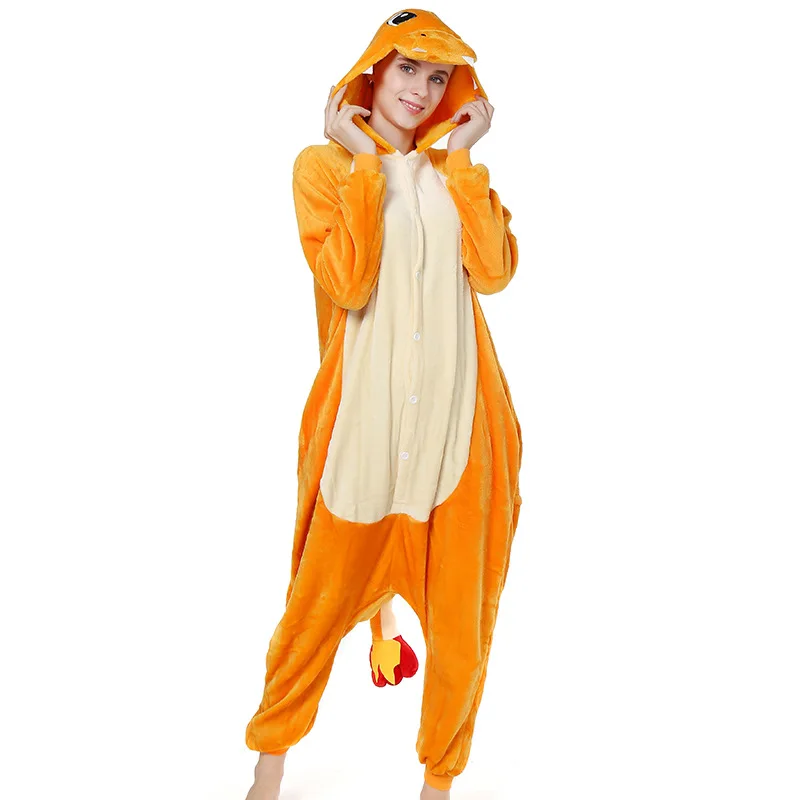 

Adult Kigurumi Flannel Onesie Women Animal Costume Anime Dinosaur Frog Penguin Halloween Cosplay Sleepwear Winter Jumpsuit