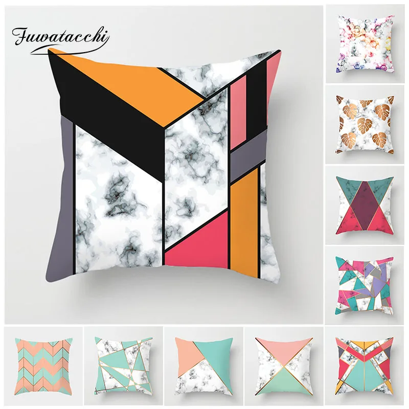 Fuwatacchi геометрический чехол для подушки Мрамор розовое золото линии в стиле